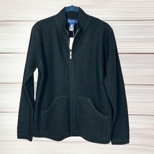 NWT Vtg Charter Club Boiled Wool Full Zip Black Cardigan Lightweight Jacket S